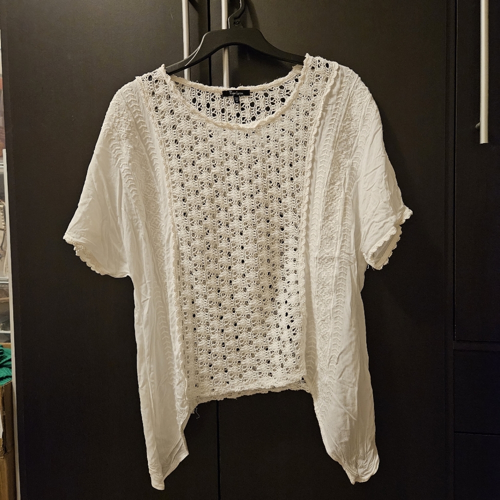 White knitted-lace blouse